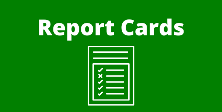 Report Cards, White text, green background with image