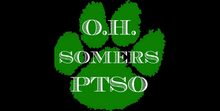 White text: O. H. Somers PTSO, black background, green pawprint