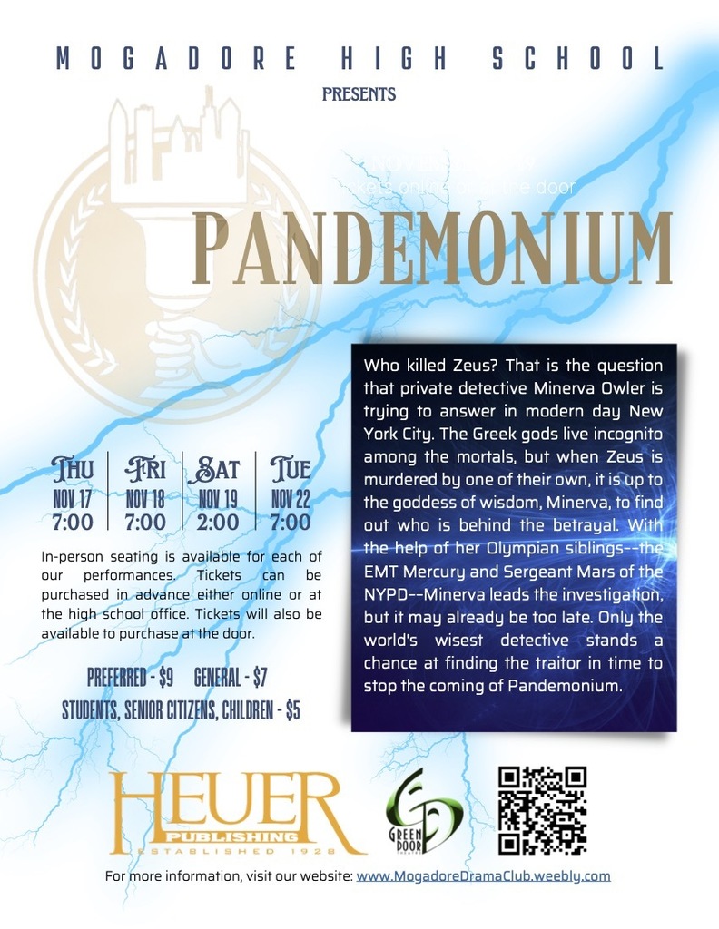 Flyer for the Pandemonium Show presented by the Green Door Theatre