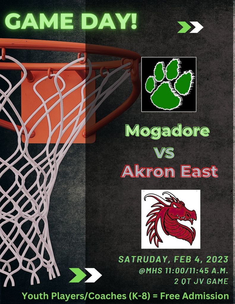 Game Day: Mogadore vs. Akron East. Saturday, February 4, 2023
