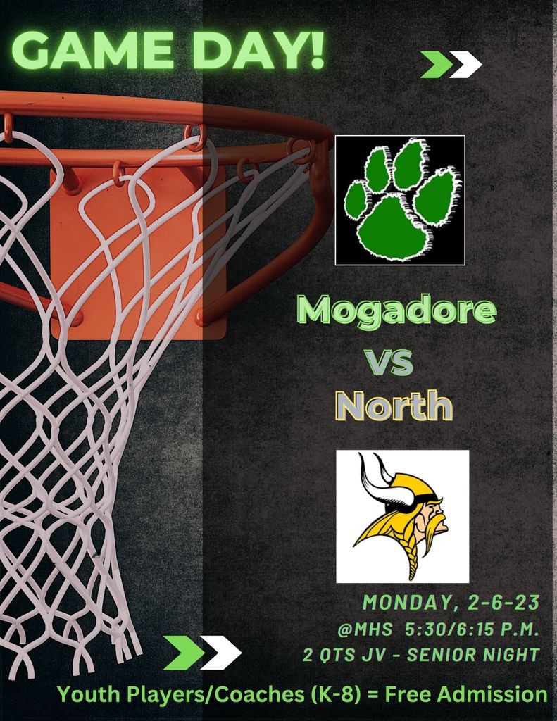 Game Day: Mogadore vs. North. Monday, 2-6-23 @ Mogadore High School.